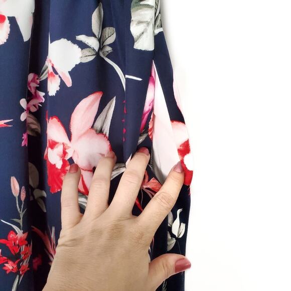 Eliza J | Floral Striped Fit and Flare Dress - Picture 5 of 9